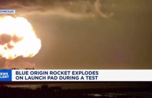 Foguete Blue Origin explode na plataforma de lançamento durante teste de solo