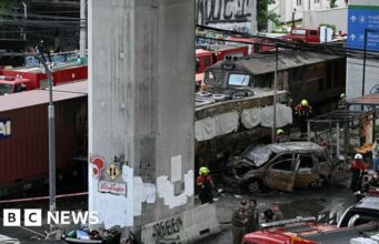 Acidente de trem de carga e ônibus mata pelo menos oito em Bangkok