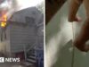 Policial flagra bebê caído de janela de casa em chamas