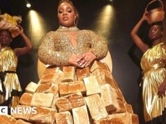 Vestidos de pão e vestidos inspirados em catedrais no espetáculo de moda da Nigéria