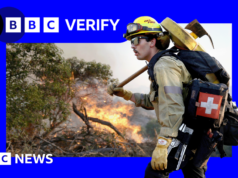 Incêndios florestais descontrolados na Califórnia vistos do espaço