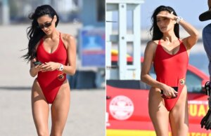 As estrelas de ‘Baywatch’ Shay Mitchell e Jessica Belkin vestem trajes de banho vermelhos icônicos na reinicialização da TV