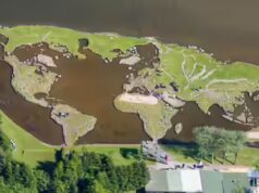 ‘Mundo dentro da água’: agricultor dinamarquês construiu um mapa-múndi inteiro dentro de um lago