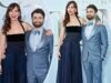 Daniel Radcliffe é ofuscado pela parceira de 1,70 m, Erin Darke, no tapete vermelho à noite no Tony Awards de 2026