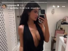 Kylie Jenner mostra sua figura incrível em um vestido profundo de US $ 280 de sua nova coleção de roupas inspirada na ‘intimidade crua’