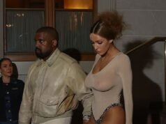 A esposa de Kanye West, Bianca Censori, choca mais uma vez ao ficar sem sutiã em uma malha transparente enquanto o casal sai na Suíça