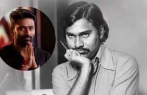 Nota manuscrita de K. Bhagyaraj buscando apoio para o filho Shanthanu