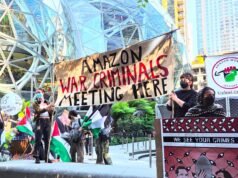 Mundos colidem nas Esferas Amazônicas enquanto grupo pró-Palestina protesta contra contratos de Israel da gigante da nuvem