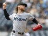 Max Meyer dos Marlins se esforça para continuar o jogo tórrido no confronto contra os Giants