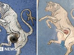 Italianos ficam surpresos com a restauração do mosaico de touros de Milão