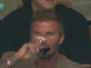 David Beckham bebe vinho tinto com o filho Cruz no jogo entre Escócia e Brasil na Copa do Mundo