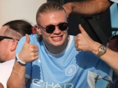 O astro do futebol norueguês Erling Haaland participa do jogo 5 da remaining da Copa Stanley