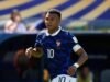 O atacante francês Kylian Mbappe marca o 17º gol na Copa do Mundo, o nono recorde nas oitavas de remaining