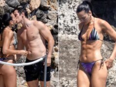 Dua Lipa mostra abdômen duro em biquíni minúsculo durante lua de mel italiana com Callum Turner