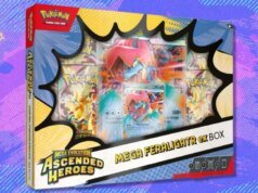 Ganhe mais de $ 10 de desconto no Pokémon TCG Ascended Heroes Mega Feraligatr ex Field na Amazon