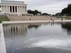 America@250 envolta em algas vermelhas, brancas e azuis – e verdes