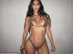 Kim Kardashian tira a roupa e fica com um sutiã minúsculo em um ensaio de lingerie atrevido para o novo lançamento da SKIMS