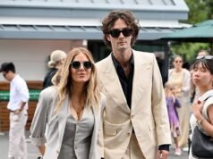 La nueva mamá Sienna Miller, de 44 años, luce elegante con un traje de lino mientras se une a su prometido Oli Inexperienced, de 29 años, y a la glamorosa Poppy Delevingne en el sexto día de Wimbledon.