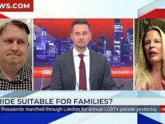 Bimini lidera la manifestación contra GB Information después de que un invitado ‘vinculara a las personas LGBT+ con padeófilos’