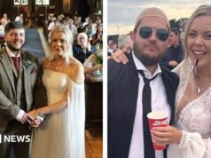 Los recién casados celebran con miles de fanáticos de Pitbull