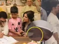 La gruesa tobillera plateada de Aamir se roba el present en esta boda con Gauri: VER VIDEO