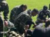 Bombas, sangre, emboscadas: entrenamiento de fútbol con el ejército