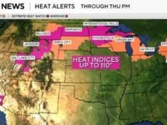 Los mapas muestran amenazas de inundaciones y calor extremo en EE. UU.
