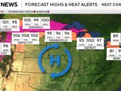 Los mapas muestran alertas de calor mientras las temperaturas extremas amenazan a millones