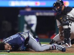 Susto en el Juego de Estrellas de la MLB cuando el toletero de los Rays, Junior Caminero, sale después de tomar una bola rápida de 98 mph en la mano