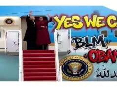 Una foto manipulada de Obamas & Air Drive One con graffiti